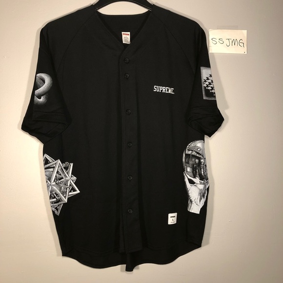 supreme mc escher baseball jersey